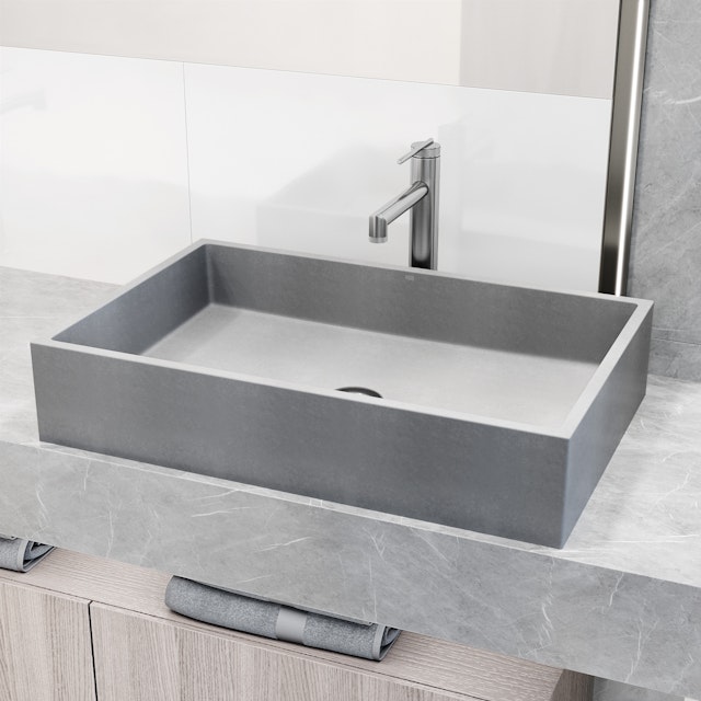 Orvieto Gothic Gray Concreto Stone 24-in. L x 15-in. W x 5 in. H Rectangular Vessel Bathroom Sink - image 3 - other