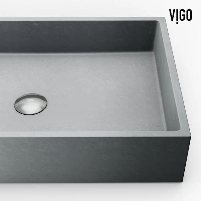 Orvieto Gothic Gray Concreto Stone 24-in. L x 15-in. W x 5 in. H Rectangular Vessel Bathroom Sink - angle 7 - other