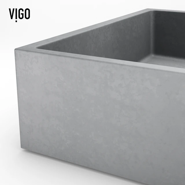 Orvieto Gothic Gray Concreto Stone 24-in. L x 15-in. W x 5 in. H Rectangular Vessel Bathroom Sink - angle 8 - other