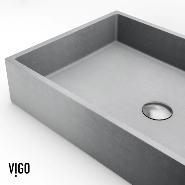 Orvieto Gothic Gray Concreto Stone 24-in. L x 15-in. W x 5 in. H Rectangular Vessel Bathroom Sink - angle 9 - other