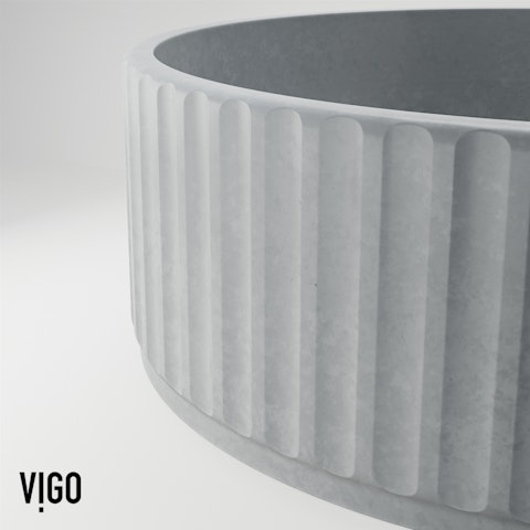 Windsor Modern Gray Concreto Stone 16 in. L x 16 in. W x 5 in. H Round Fluted Bathroom Vessel Sink - image 9 - other