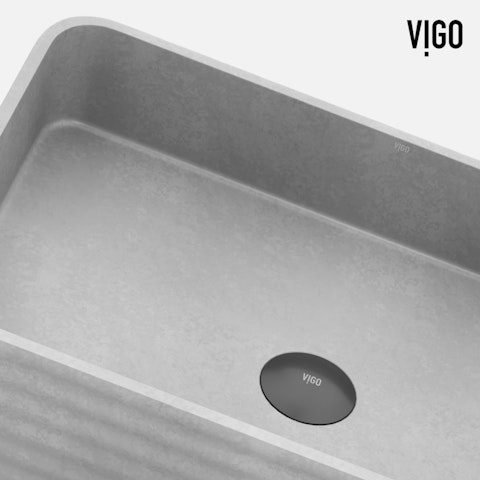 Cadman Modern Gray Concreto Stone 21 in. L x 14 in. W x 5 in. H Rectangular Fluted Bathroom Vessel Sink - image 8 - other