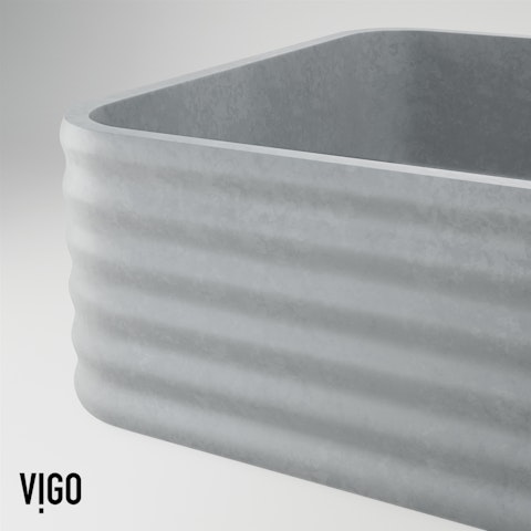 Cadman Modern Gray Concreto Stone 21 in. L x 14 in. W x 5 in. H Rectangular Fluted Bathroom Vessel Sink - image 9 - other