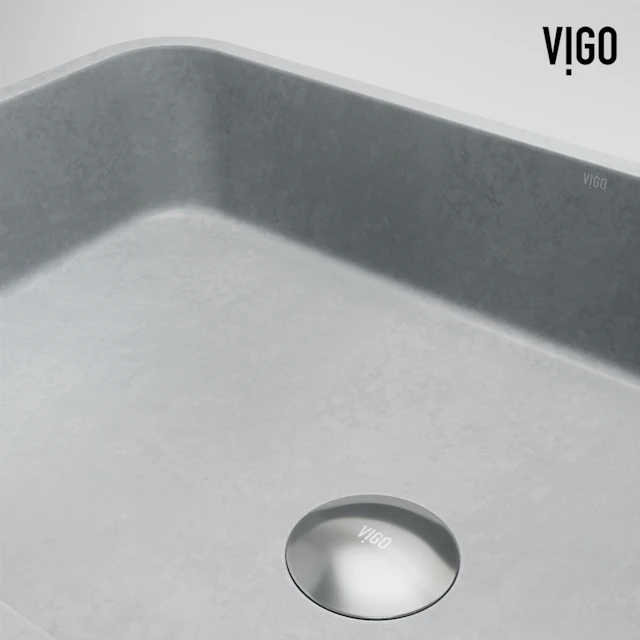 Cypress Modern Gray Concreto Stone 21 in. L x 14 in. W x 5 in. H Rectangular Fluted Bathroom Vessel Sink - angle 6 - other