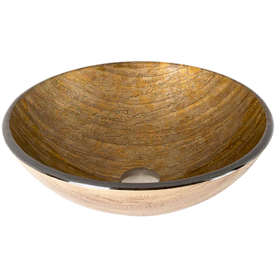 Giovanni Amber Sunset Glass 17 in. L x 17 in. W x 6 in. H Round Vessel Bathroom Sink