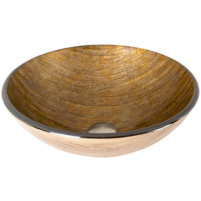 Giovanni Amber Sunset Glass 17 in. L x 17 in. W x 6 in. H Round Vessel Bathroom Sink - angle 1 - other