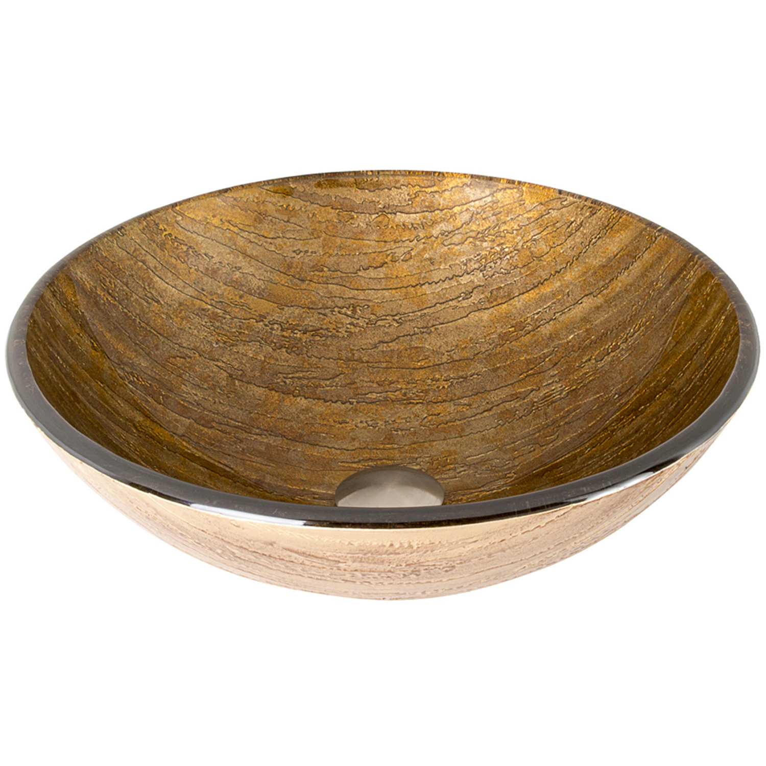 Giovanni Amber Sunset Glass 17 in. L x 17 in. W x 6 in. H Round Vessel Bathroom Sink