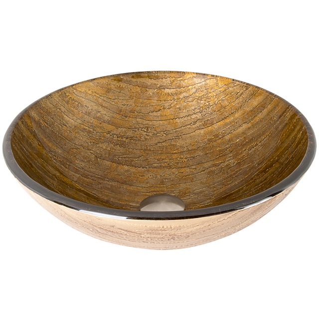 Giovanni Amber Sunset Glass 17 in. L x 17 in. W x 6 in. H Round Vessel Bathroom Sink - image 1 - other