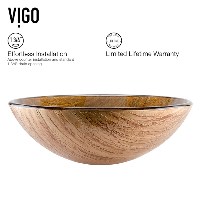 Giovanni Amber Sunset Glass 17 in. L x 17 in. W x 6 in. H Round Vessel Bathroom Sink - angle 5 - other