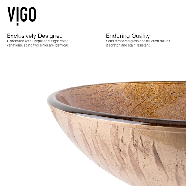 Giovanni Amber Sunset Glass 17 in. L x 17 in. W x 6 in. H Round Vessel Bathroom Sink - angle 7 - other