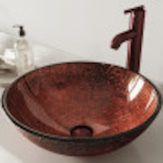 Giovanni Copper Glass 17 in. L x 17 in. W x 6 in. H Round Vessel Bathroom Sink - image 2 - other