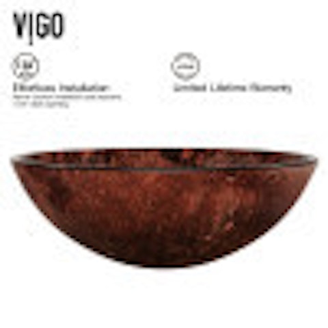 Giovanni Copper Glass 17 in. L x 17 in. W x 6 in. H Round Vessel Bathroom Sink - image 5 - other