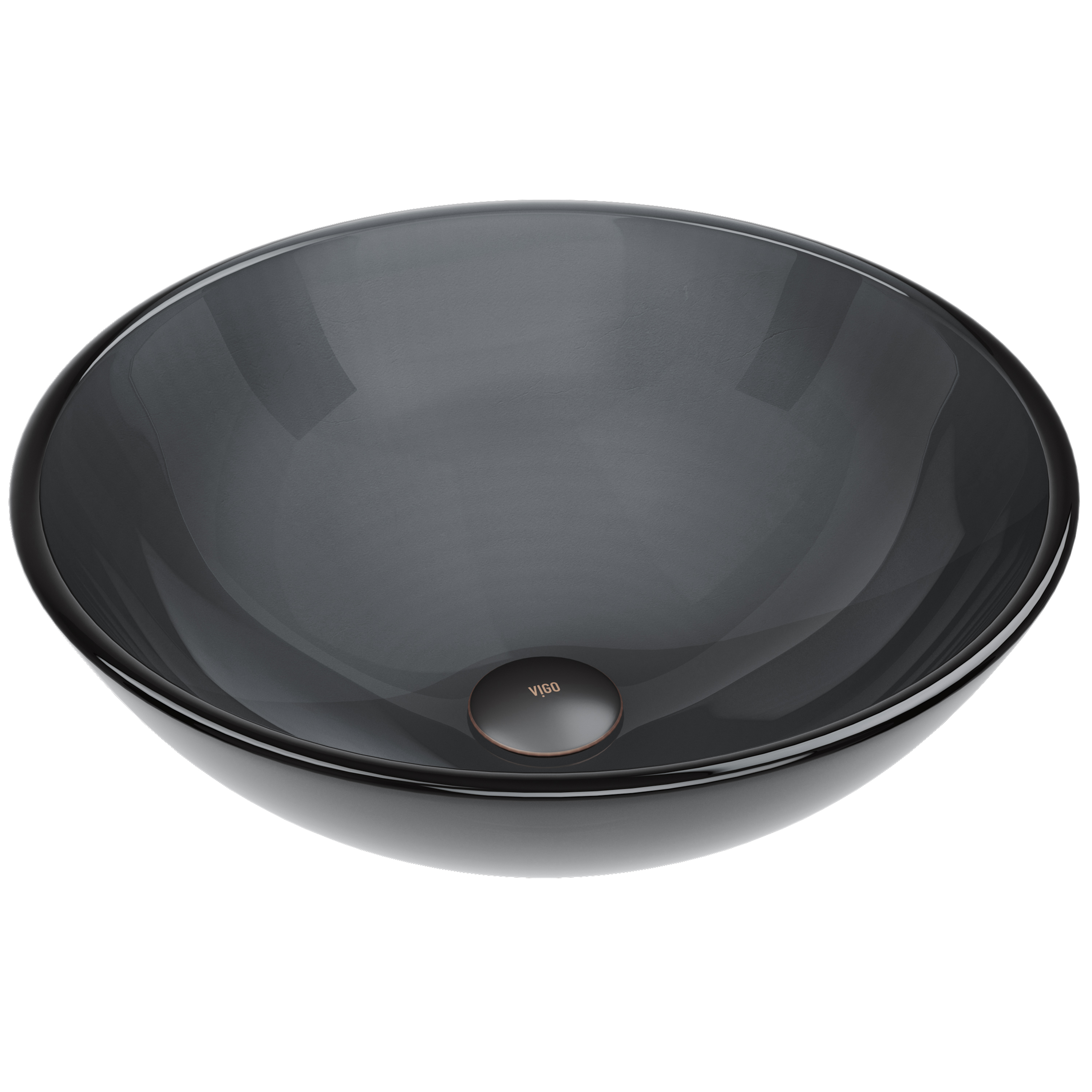 Giovanni Sheer Black Glass 17 in. L x 17 in. W x 6 in. H Round Vessel Bathroom Sink