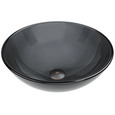 Giovanni Sheer Black Glass 17 in. L x 17 in. W x 6 in. H Round Vessel Bathroom Sink