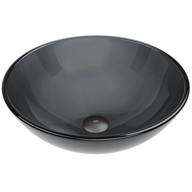 Giovanni Sheer Black Glass 17 in. L x 17 in. W x 6 in. H Round Vessel Bathroom Sink - angle 1 - other