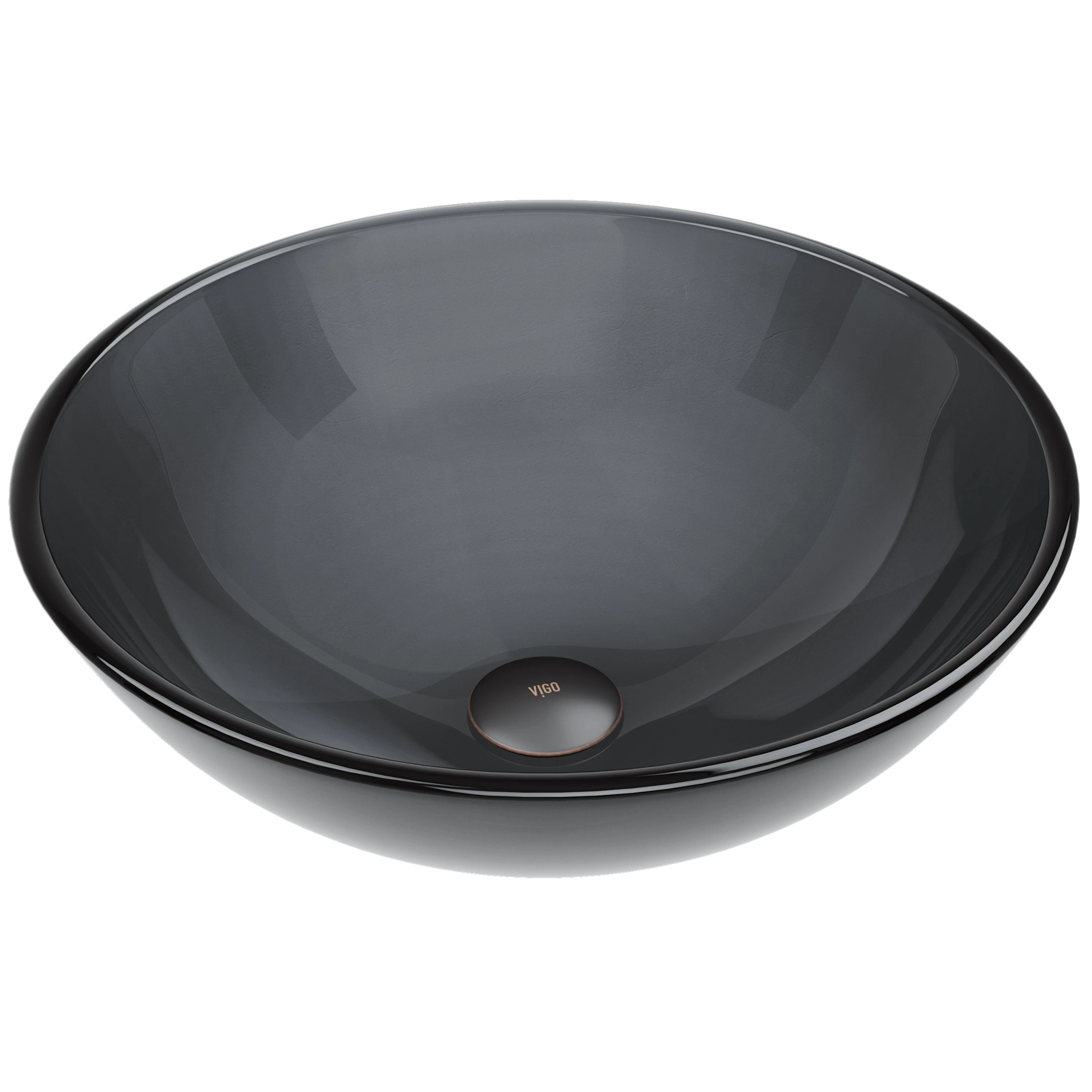 Giovanni Sheer Black Glass 17 in. L x 17 in. W x 6 in. H Round Vessel Bathroom Sink