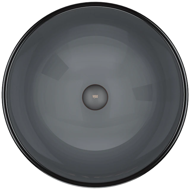 Giovanni Sheer Black Glass 17 in. L x 17 in. W x 6 in. H Round Vessel Bathroom Sink - angle 2 - other