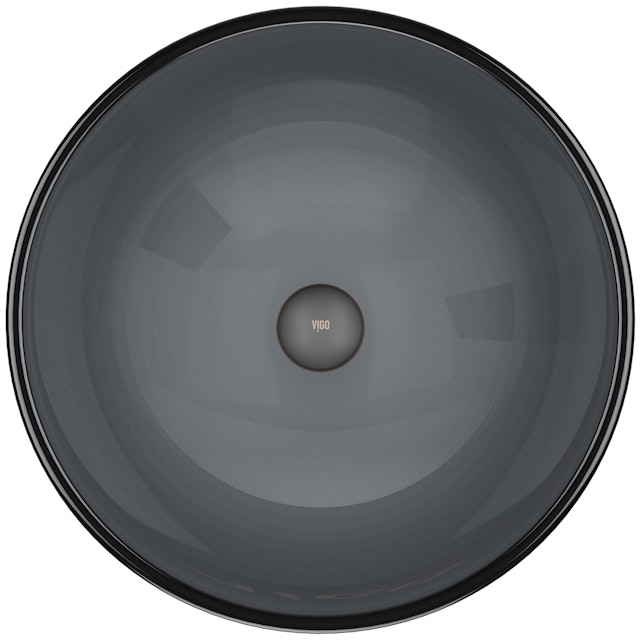 Giovanni Sheer Black Glass 17 in. L x 17 in. W x 6 in. H Round Vessel Bathroom Sink - image 2 - other