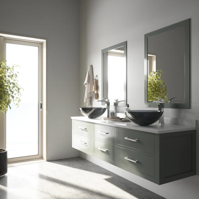 Giovanni Sheer Black Glass 17 in. L x 17 in. W x 6 in. H Round Vessel Bathroom Sink - angle 4 - other