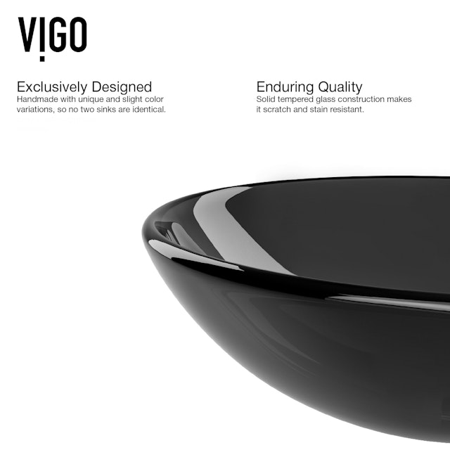 Giovanni Sheer Black Glass 17 in. L x 17 in. W x 6 in. H Round Vessel Bathroom Sink - image 7 - other
