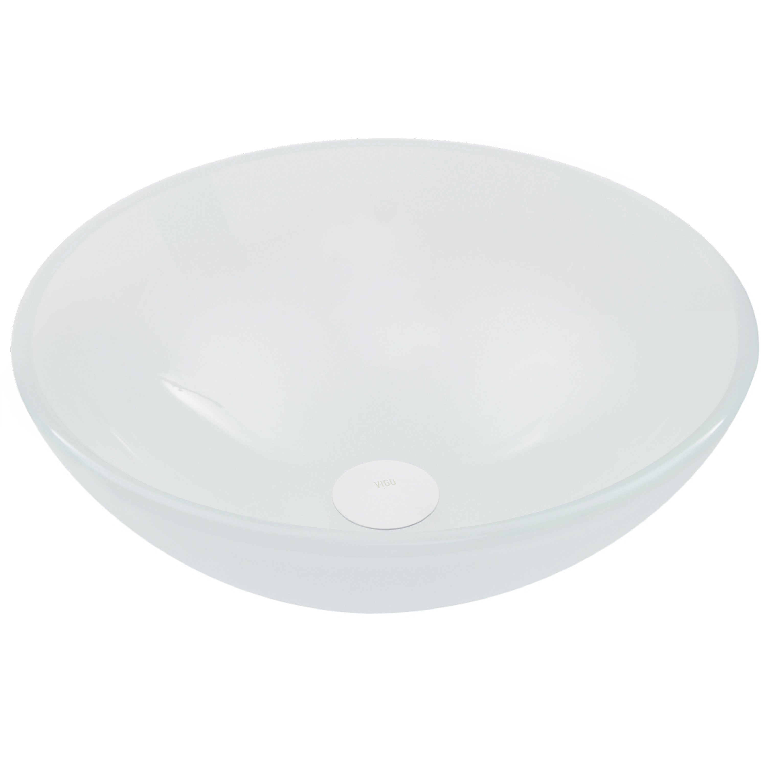 Giovanni Frosted White Glass 17 in. L x 17 in. W x 6 in. H Round Vessel Bathroom Sink