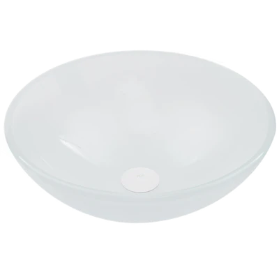 Giovanni Frosted White Glass 17 in. L x 17 in. W x 6 in. H Round Vessel Bathroom Sink