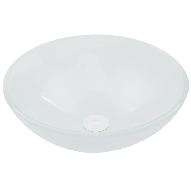 Giovanni Frosted White Glass 17 in. L x 17 in. W x 6 in. H Round Vessel Bathroom Sink - angle 1 - other