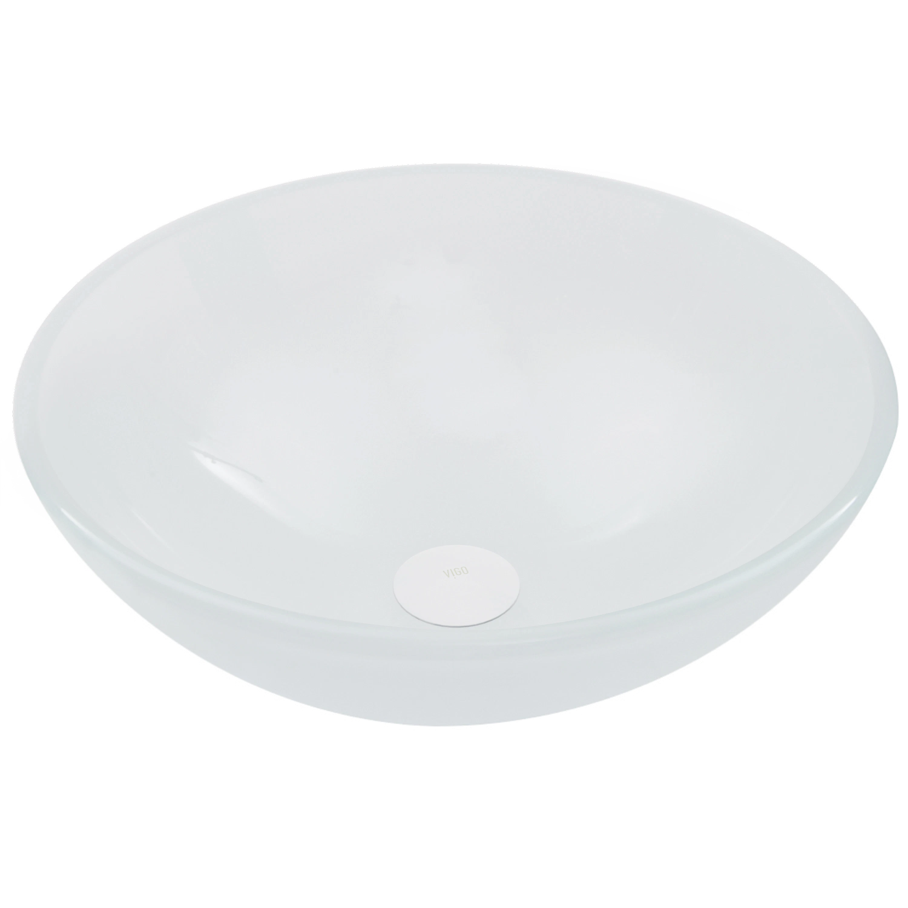 Giovanni Frosted White Glass 17 in. L x 17 in. W x 6 in. H Round Vessel Bathroom Sink