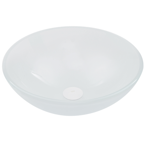Giovanni Frosted White Glass 17 in. L x 17 in. W x 6 in. H Round Vessel Bathroom Sink - image 1 - other