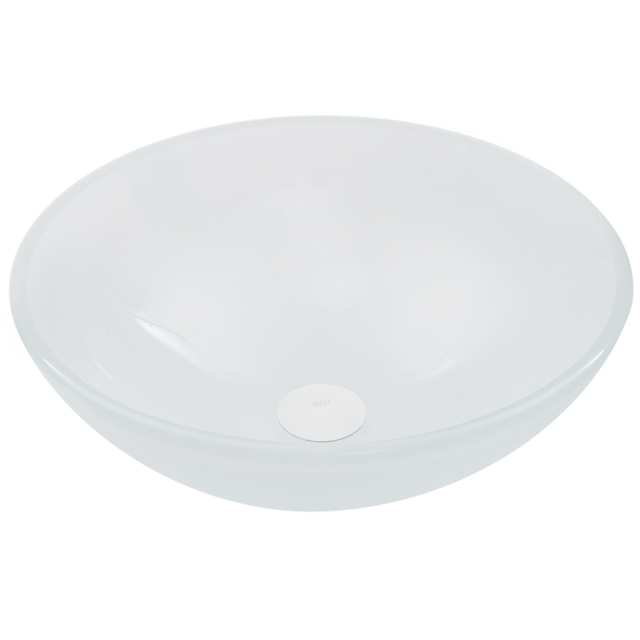 Giovanni Frosted White Glass 17 in. L x 17 in. W x 6 in. H Round Vessel Bathroom Sink - image 1 - other