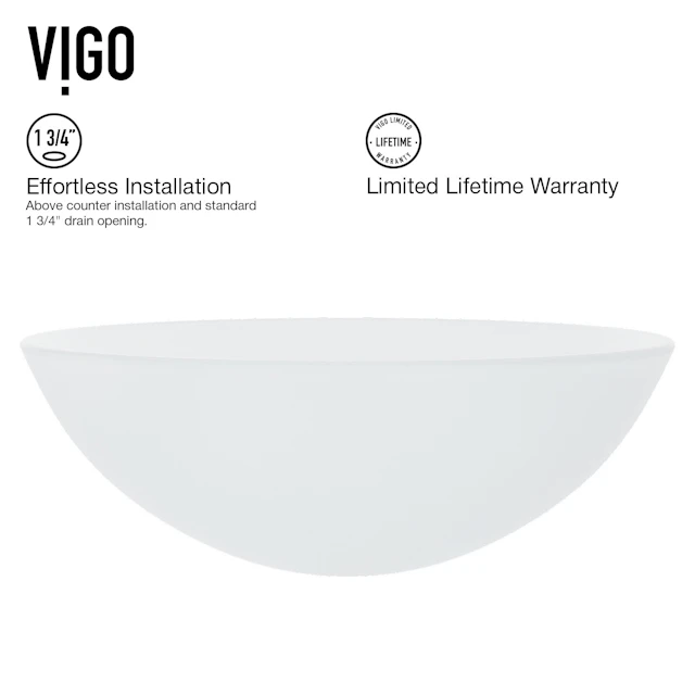 Giovanni Frosted White Glass 17 in. L x 17 in. W x 6 in. H Round Vessel Bathroom Sink - angle 5 - other
