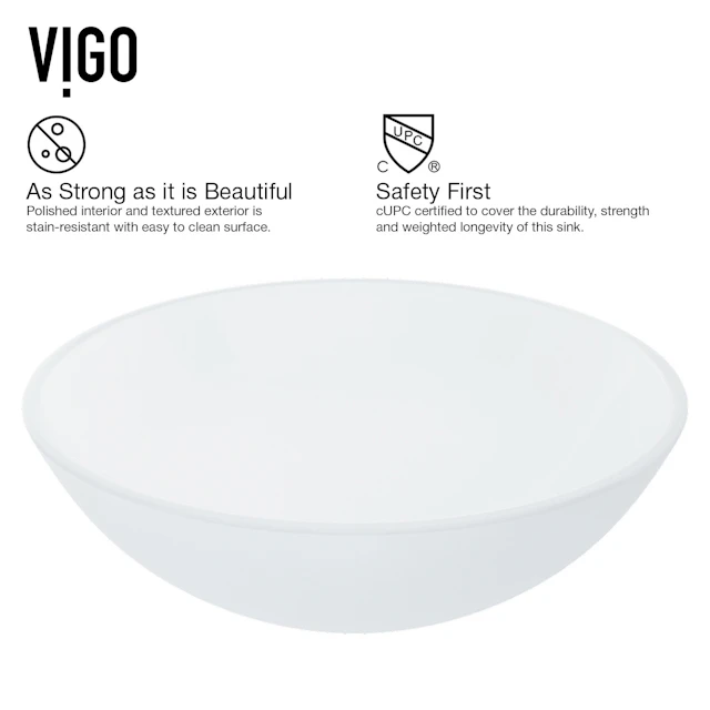 Giovanni Frosted White Glass 17 in. L x 17 in. W x 6 in. H Round Vessel Bathroom Sink - angle 6 - other