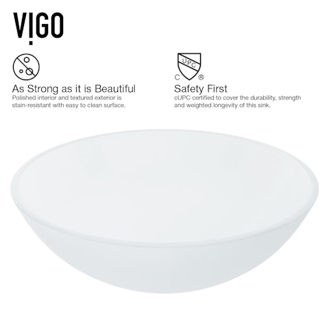 Giovanni Frosted White Glass 17 in. L x 17 in. W x 6 in. H Round Vessel Bathroom Sink - image 6 - other