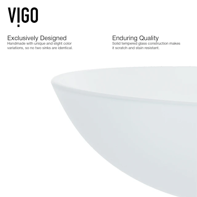 Giovanni Frosted White Glass 17 in. L x 17 in. W x 6 in. H Round Vessel Bathroom Sink - angle 7 - other