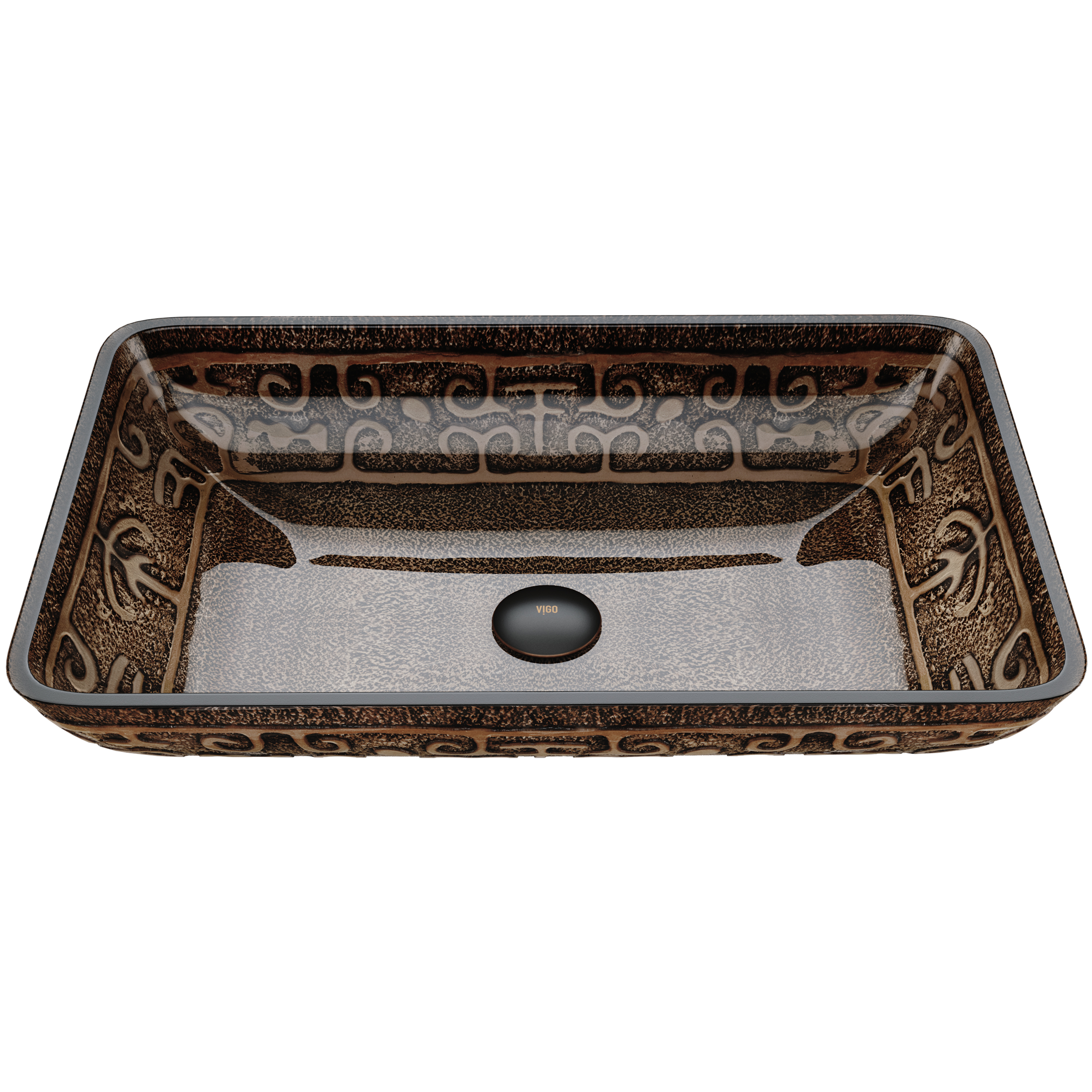 Donatello Golden Green Glass 22 in. L x 15 in. W x 5 in. H Rectangular Vessel Bathroom Sink