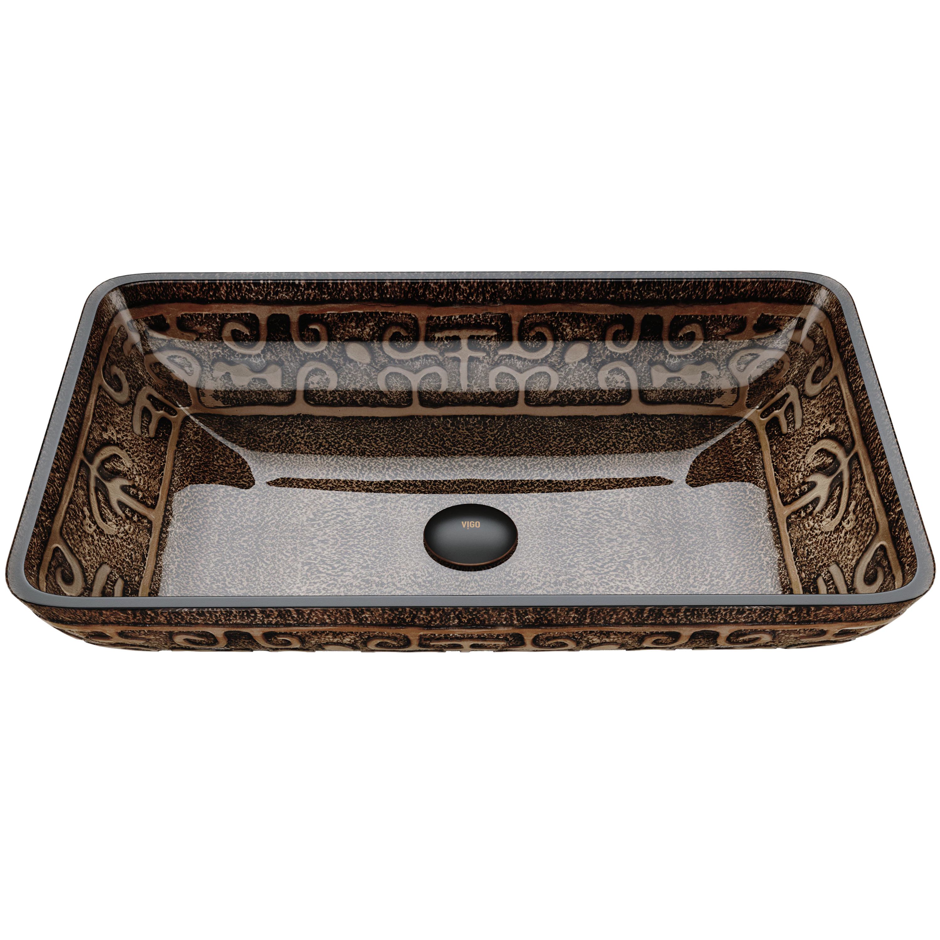 Donatello Golden Green Glass 22 in. L x 15 in. W x 5 in. H Rectangular Vessel Bathroom Sink