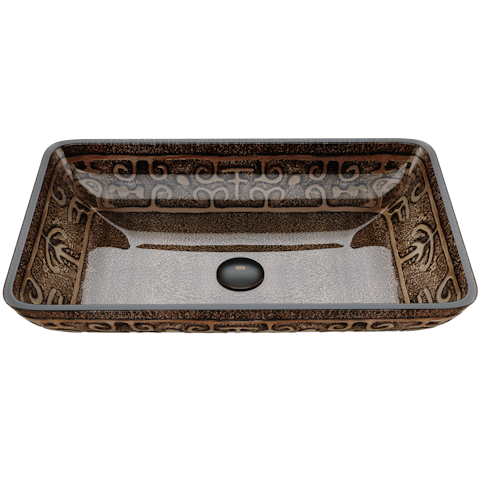 Donatello Golden Green Glass 22 in. L x 15 in. W x 5 in. H Rectangular Vessel Bathroom Sink - image 1 - other