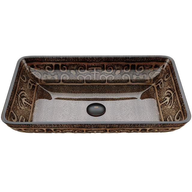 Donatello Golden Green Glass 22 in. L x 15 in. W x 5 in. H Rectangular Vessel Bathroom Sink - image 1 - other