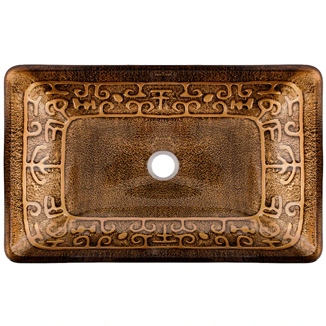 Donatello Golden Green Glass 22 in. L x 15 in. W x 5 in. H Rectangular Vessel Bathroom Sink - angle 2 - other