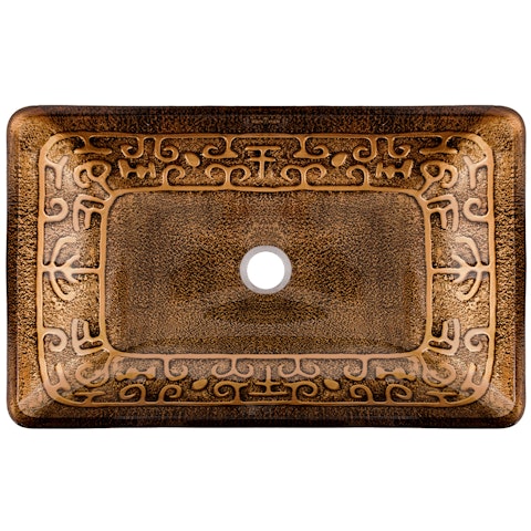 Donatello Golden Green Glass 22 in. L x 15 in. W x 5 in. H Rectangular Vessel Bathroom Sink - image 2 - other