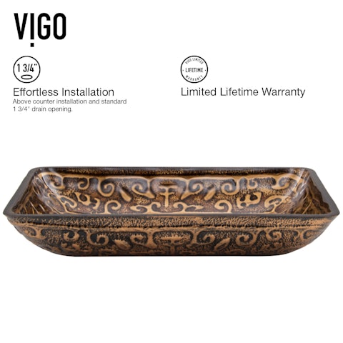 Donatello Golden Green Glass 22 in. L x 15 in. W x 5 in. H Rectangular Vessel Bathroom Sink - image 5 - other