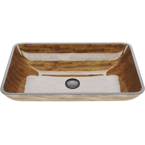Donatello Wooden Brown Glass 22 in. L x 15 in. W x 5 in. H Rectangular Vessel Bathroom Sink - image 1 - other