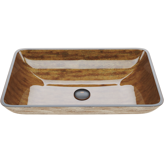 Donatello Wooden Brown Glass 22 in. L x 15 in. W x 5 in. H Rectangular Vessel Bathroom Sink - image 1 - other