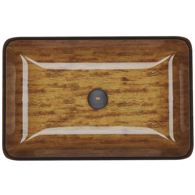 Donatello Wooden Brown Glass 22 in. L x 15 in. W x 5 in. H Rectangular Vessel Bathroom Sink - angle 2 - other