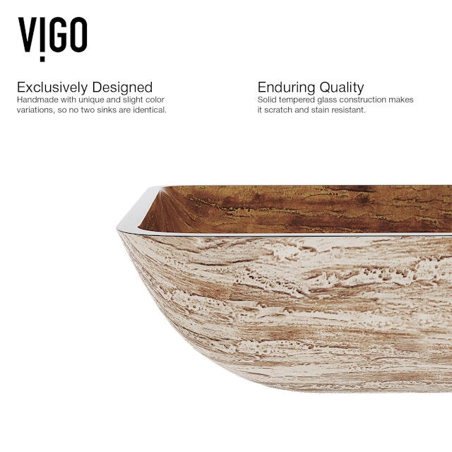 Donatello Wooden Brown Glass 22 in. L x 15 in. W x 5 in. H Rectangular Vessel Bathroom Sink - image 7 - other