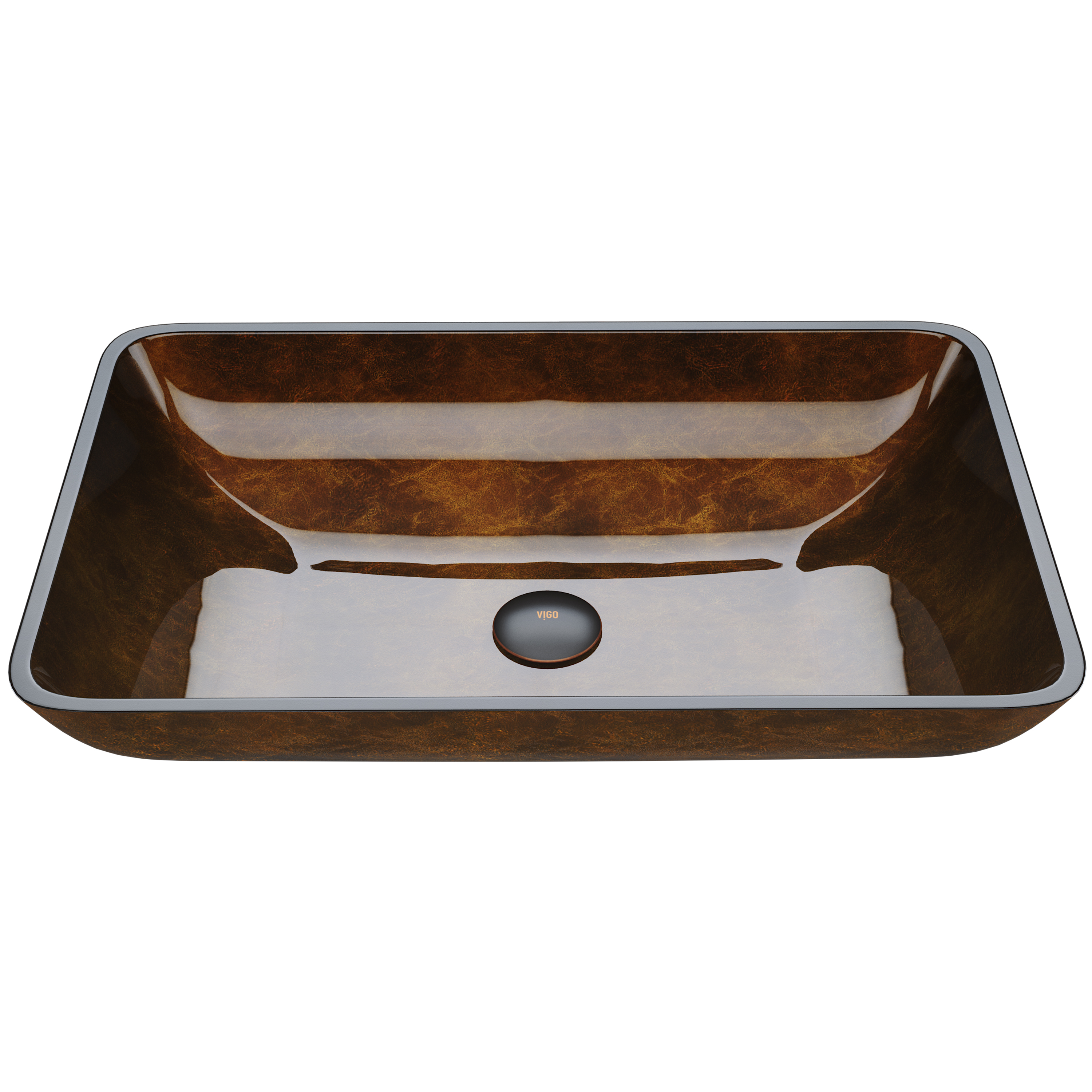Donatello Artistic Chocolate Brown Glass 22 in. L x 15 in. W x 5 in. H Rectangular Vessel Bathroom Sink