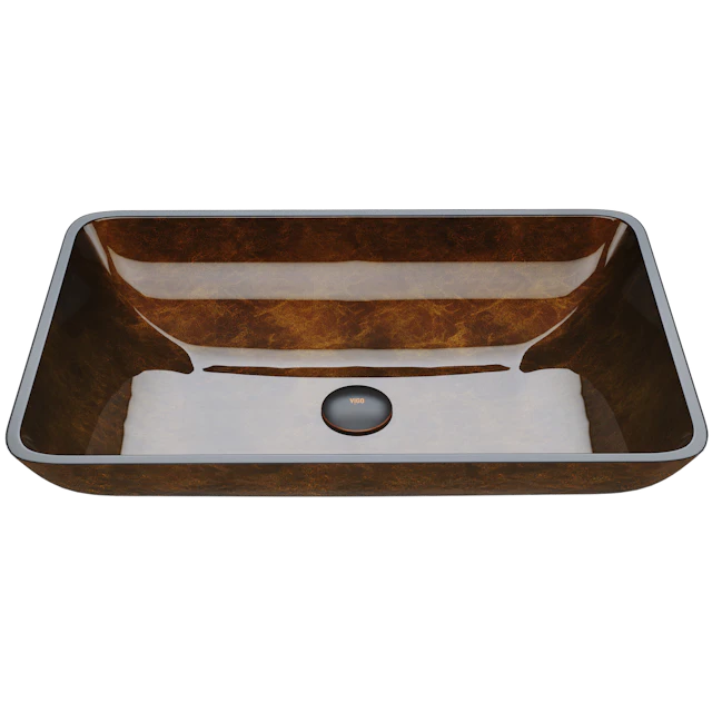 Donatello Artistic Chocolate Brown Glass 22 in. L x 15 in. W x 5 in. H Rectangular Vessel Bathroom Sink - angle 1 - other