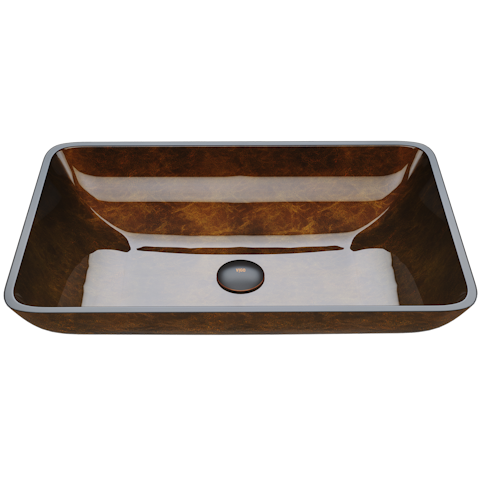 Donatello Artistic Chocolate Brown Glass 22 in. L x 15 in. W x 5 in. H Rectangular Vessel Bathroom Sink - image 1 - other