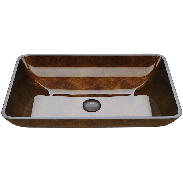 Donatello Artistic Chocolate Brown Glass 22 in. L x 15 in. W x 5 in. H Rectangular Vessel Bathroom Sink - image 1 - other