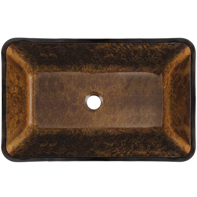 Donatello Artistic Chocolate Brown Glass 22 in. L x 15 in. W x 5 in. H Rectangular Vessel Bathroom Sink - angle 2 - other